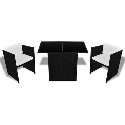 Picture of Outdoor Dining Set - Poly Rattan - Black