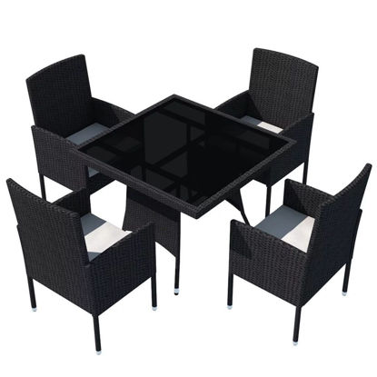 Picture of Outdoor Dining Set - Poly Rattan - Black