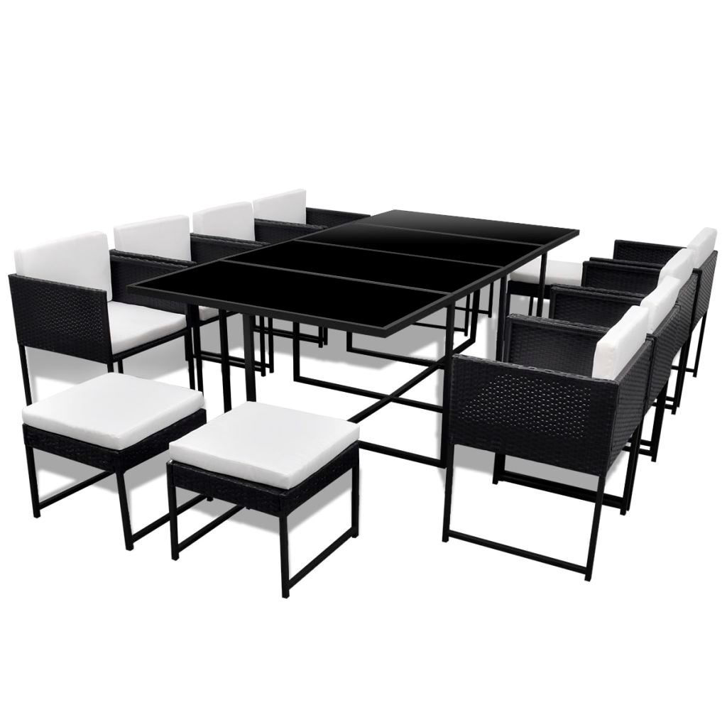 Convenience Boutique / Outdoor Dining Set Poly Rattan Black