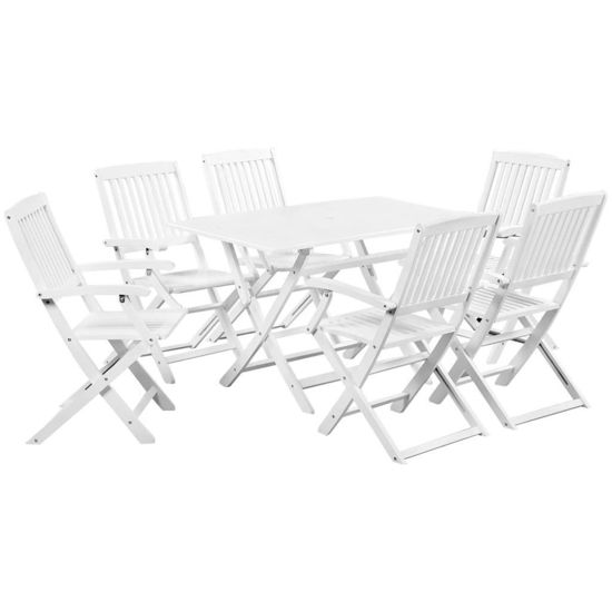 Picture of Outdoor Dining Set - Solid Acacia Wood - White