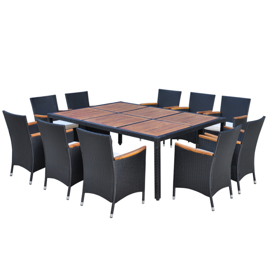 Picture of Outdoor Dining Set Poly Rattan - 11 pcs Black