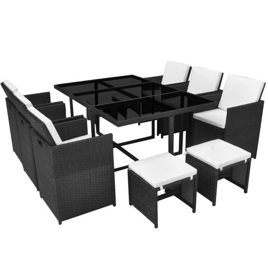 Picture of Outdoor Dining Set Poly Rattan - 27 Pcs Black