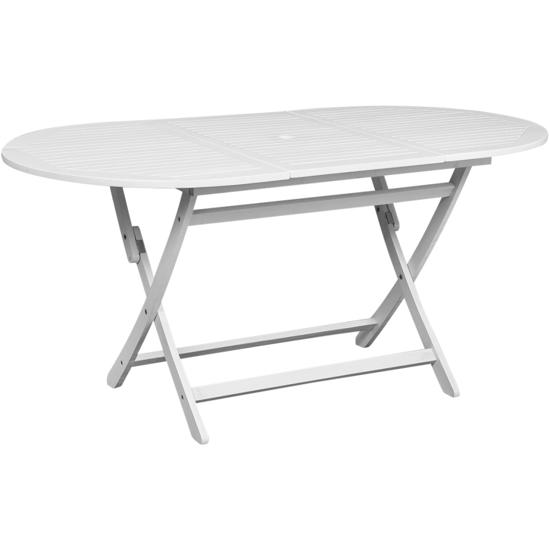 Picture of Outdoor Dining Table Oval Acacia Wood - White