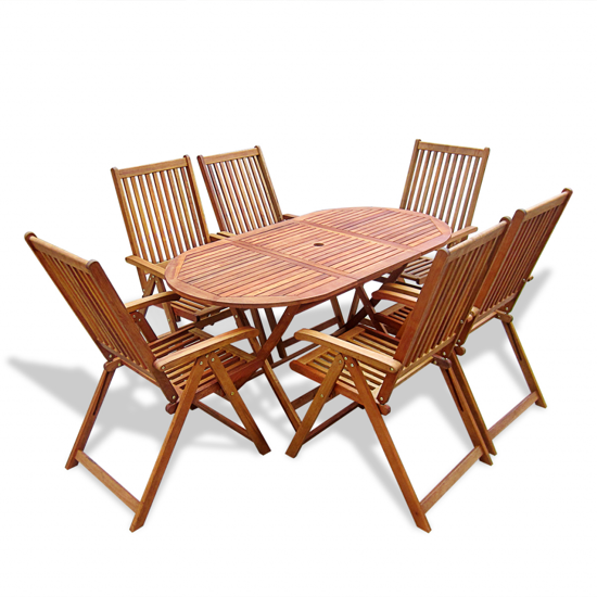 Picture of Outdoor Foldable Dining Set Wood - 7 pcs