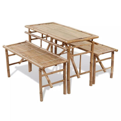 Picture of Outdoor Folding Picnic Table Set 3pc - Bamboo