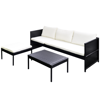 Picture of Outdoor Furniture 3-Seat Sofa Lounge Set Rattan Wicker - Black