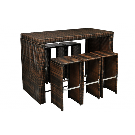 Picture of Outdoor Furniture Bar Set Poly Rattan - Brown
