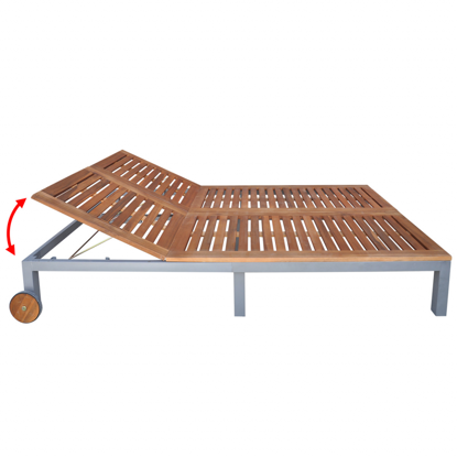 Picture of Outdoor Furniture Double Chaise Daybed Sun Lounger - Acacia Wood