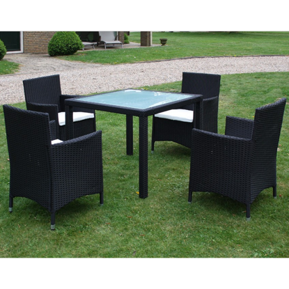 Picture of Outdoor Furniture Set 1 Table with 4 Chairs Poly Rattan - Black