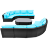 Picture of Outdoor Furniture Sofa Seating Set with Sun Loungers Poly Rattan - Tropical Blue