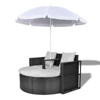 Picture of Outdoor Sunbed with Umbrellas - Black
