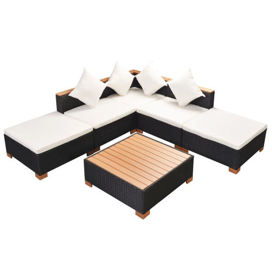 Picture of Outdoor Garden Lounge Set - Poly Rattan WPC Top - Black