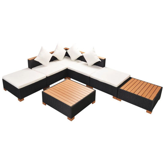 Picture of Outdoor Garden Lounge Set - Poly Rattan WPC Top - Black