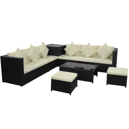 Picture of Outdoor Garden Sofa Set - Poly Rattan - Black