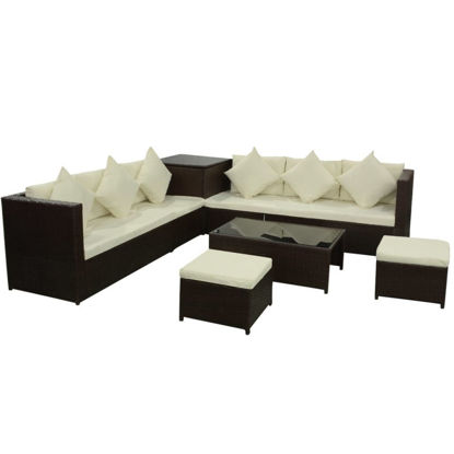 Picture of Outdoor Garden Sofa Set - Poly Rattan - Brown