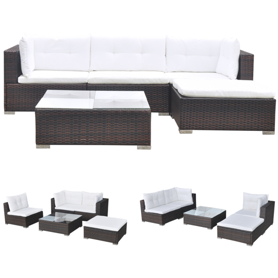 Picture of Outdoor Garden Sofa Set Brown Poly Rattan - 14 Piece