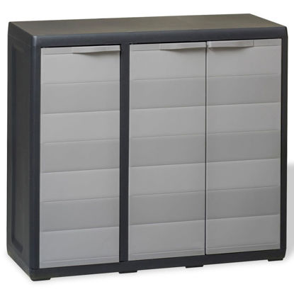 Picture of Outdoor Garden Storage Cabinet with 2 Shelves - Black and Gray