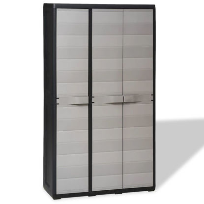 Picture of Outdoor Garden Storage Cabinet with 4 Shelves - Black and Gray