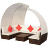 Picture of Outdoor Lounge Set with Canopies - Poly Rattan - Brown