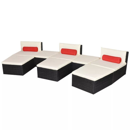 Picture of Outdoor Modular Sun Lounger Set - Poly Rattan - Black