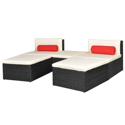 Picture of Outdoor Modular Sun Lounger Set - Poly Rattan - Black