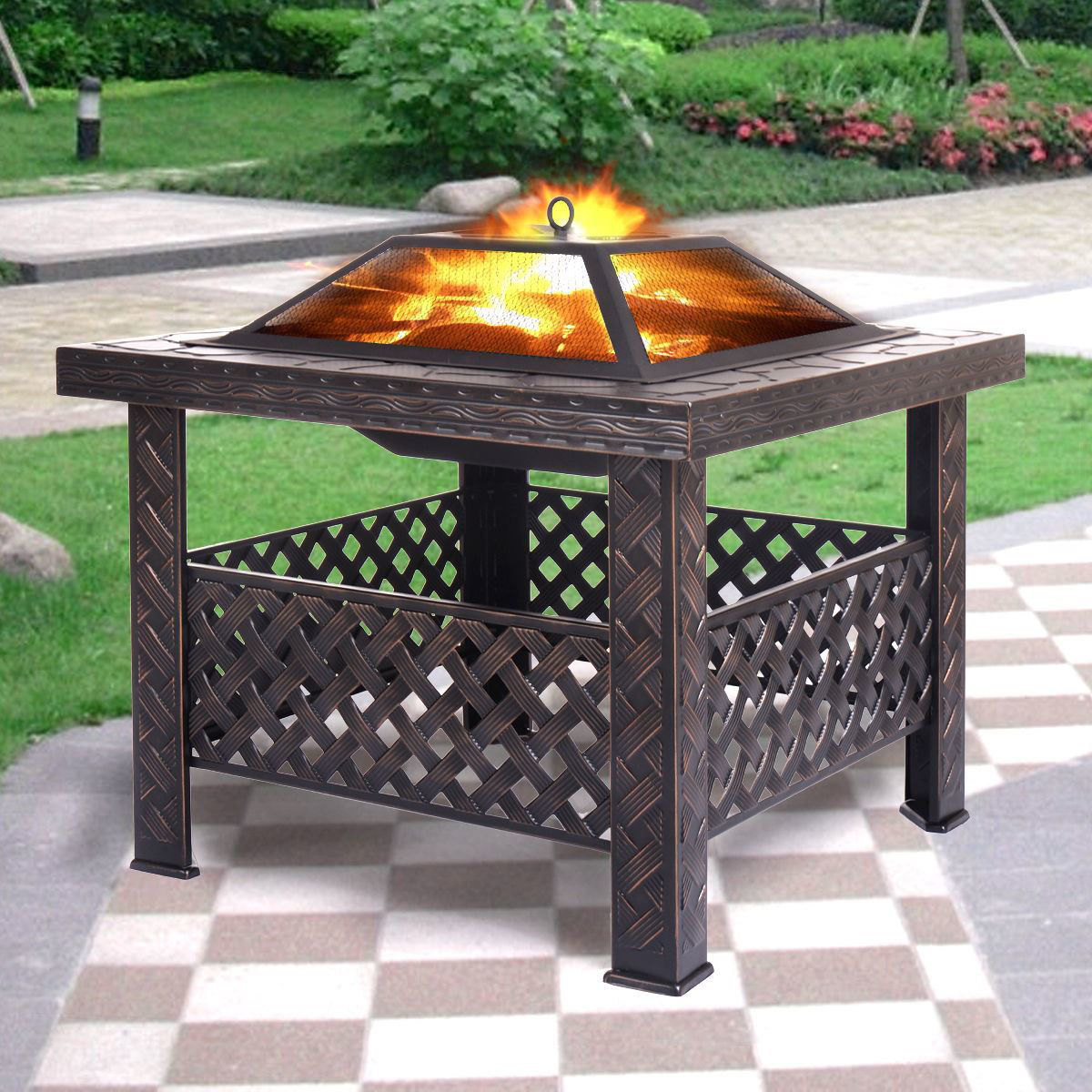 Convenience Boutique / Outdoor Patio 26" Metal Firepit Square Stove