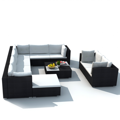 Picture of Outdoor Patio Furniture Set - Black 10 pcs