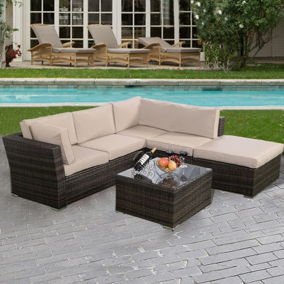 Picture of Outdoor Patio Wicker Furniture Seat Cushioned 4 Pieces