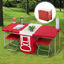 Picture of Outdoor Picnic Table Set with Cooler - Red