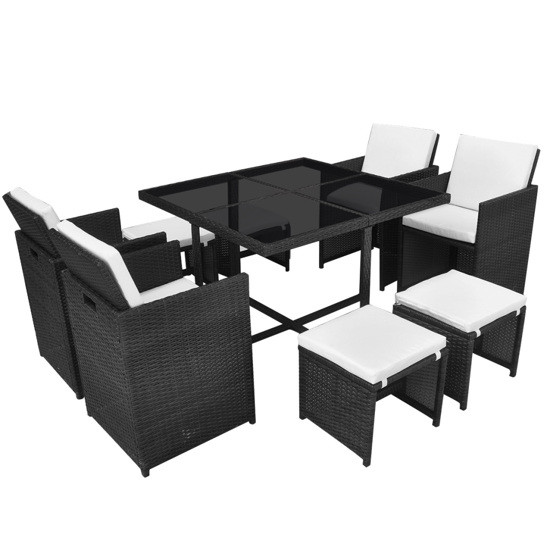 Picture of Outdoor Poly Rattan Dining Set - Black 21 Piece
