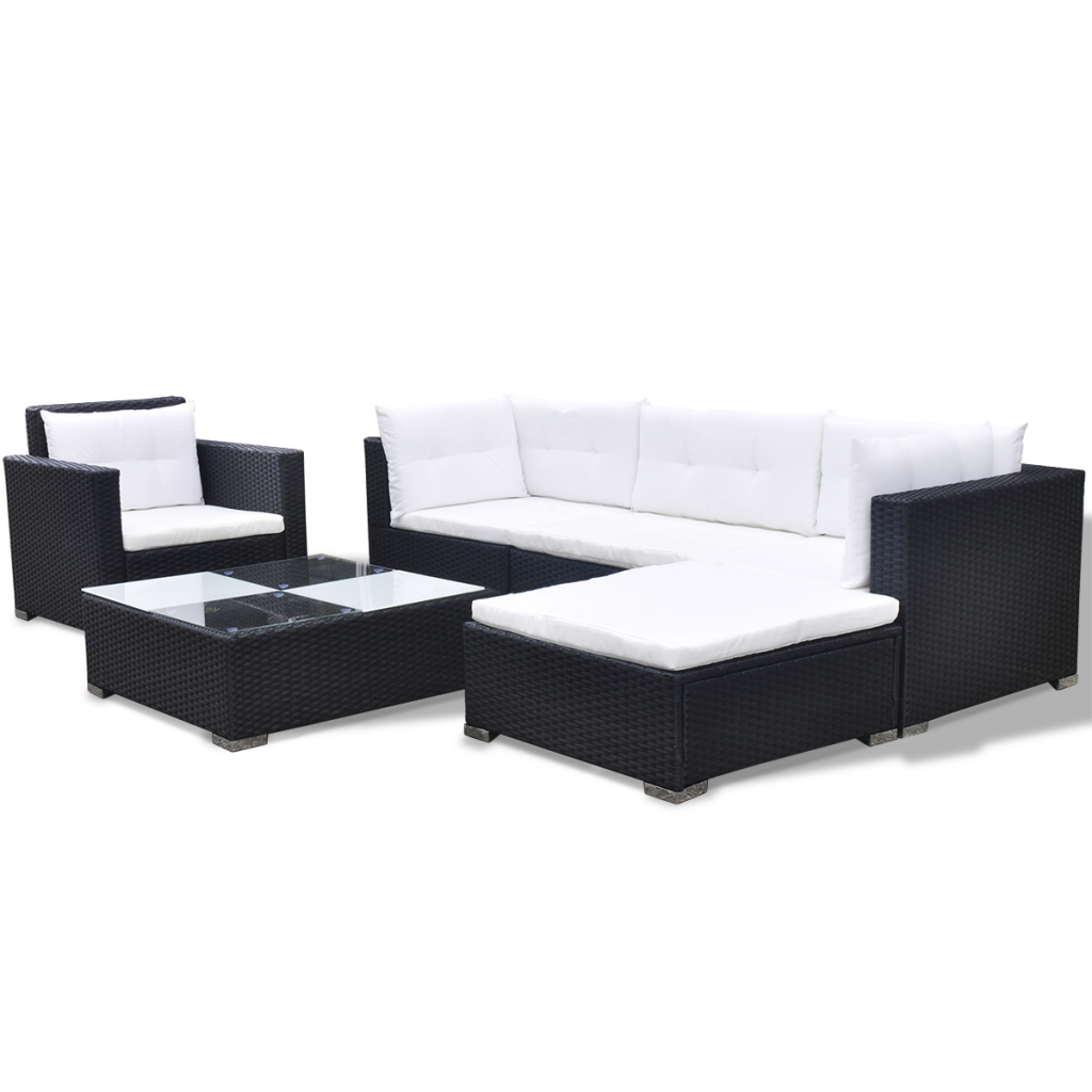 Convenience Boutique / Outdoor Poly Rattan Garden Sofa Set Black 17 Piece