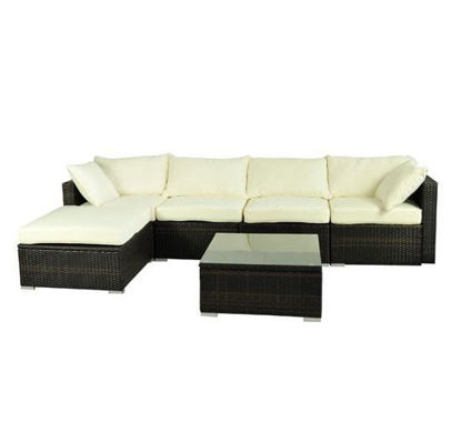 Picture of Outdoor Rattan Garden Wicker 6 Pieces Sofa Sectional Patio Furniture Set