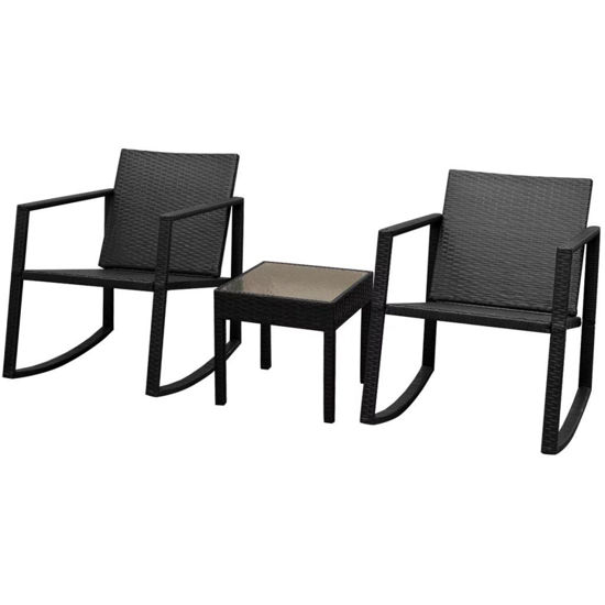 Convenience Boutique / Outdoor Rocking Chair and Table Set Black 3pc