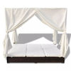 Picture of Outdoor Sunbed Lounger Bed with Curtains - Brown
