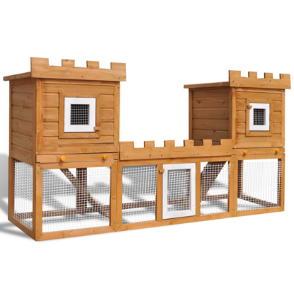 Picture of Outdoor Wooden 76" Double Chicken Coop with Run
