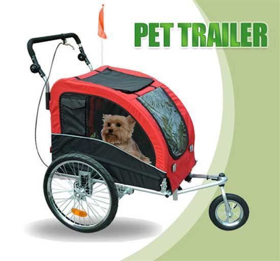 Picture of Pet Dog Stroller Bike Trailer - Red/Black