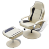 Picture of Recliner TV Armchair Artificial Leather with Footstool - Cream and Brown