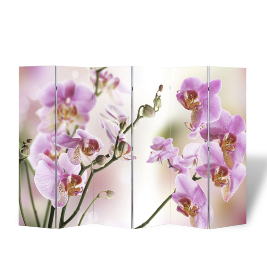 Picture of Room Divider Folding Double Sided Screen Flower Print 94 x 70 - 6-Panel
