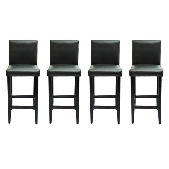 Picture of Set of 4 Modern Black Bar Stools Artificial Leather