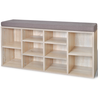 Picture of Shoe Storage Bench 10 Compartments Oak Color