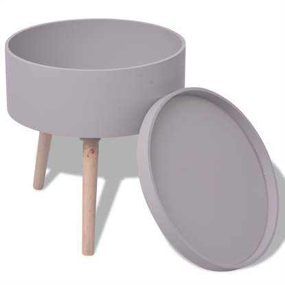 Picture of Side Table with Serving Tray Round 15.6"x17.5" Gray