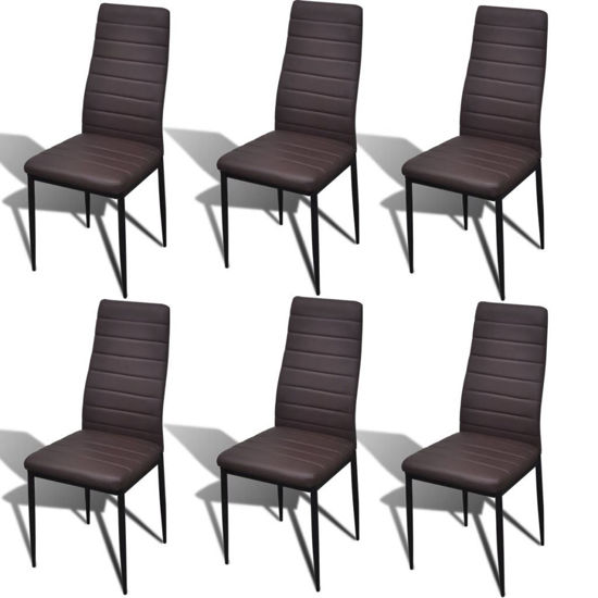 Picture of Slim Line Dining Chairs 6 pcs Artificial Leather Brown