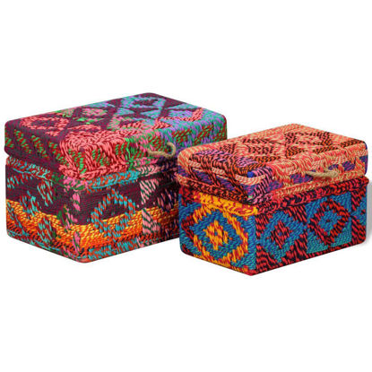 Picture of Storage Boxes Set of 2 - Chindi Fabric Multicolor