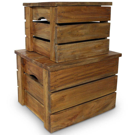 Picture of Storage Crate Set 2 Pieces Solid Reclaimed Wood