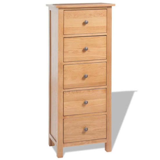 Picture of Tallboy Chest of Drawers Solid Oak 17" Brown