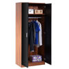 Picture of Trio Bedroom Furniture Set High Gloss 2 Door Wardrobe, Chest, and Bedside 3 Piece - Black