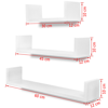 Picture of Wall Shelves Book/DVD Storage - 3 pcs White