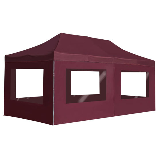 Picture of Outdoor Folding Aluminum Gazebo Tent with Walls - Wine Red