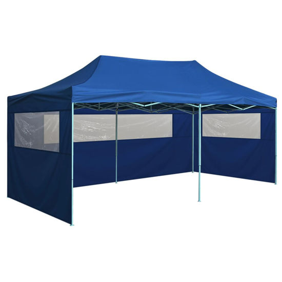 Picture of Outdoor Steel Gazebo Folding Party Tent with 4 Sidewalls - Blue