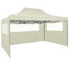 Picture of Outdoor Steel Gazebo Folding Party Tent with 4 Sidewalls - Cream